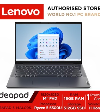 联想IdeaPad 5 14ALC05 | 14英寸全高清(1920x1080)300尼特| AMD Ryzen 5 5500U | 16GB RAM | 512GB SSD | 1.39Kg |石墨灰颜色| Win 11 Home | 1Y高级护理 联想IdeaPad 5 14ALC05 | 14英寸全高清(1920x1080)300尼特| AMD Ryzen 5 5500U | 16GB RAM | 512GB SSD | 1.39Kg |石墨灰颜色| Win 11 Home | 1Y高级护理
