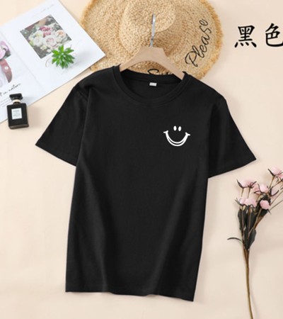 韩国T恤女士优雅舒适微笑T女士短袖卡通衬衫 韩国T恤女士优雅舒适微笑T女士短袖卡通衬衫